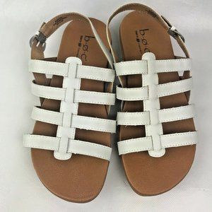 BORN BOC White Faux Leather Strappy Flat Sandals Size 8M